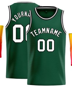Custom Green White-Black Classic Tops Casual Basketball Jersey