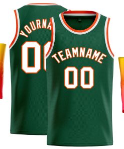 Custom Green White-Orange Classic Tops Casual Basketball Jersey
