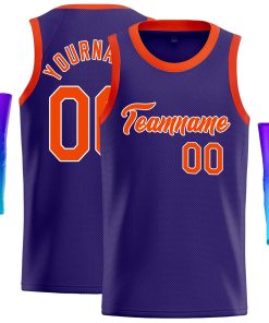 Custom Purple Orange-White Classic Tops Casual Basketball Jersey