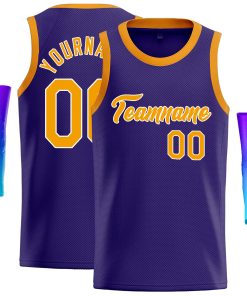 Custom Purple Yellow-White Classic Tops Casual Basketball Jersey