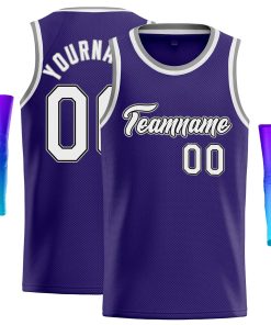 Custom Purple White-Gray Classic Tops Casual Basketball Jersey