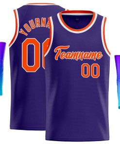 Custom Purple Orange-White Classic Tops Casual Basketball Jersey