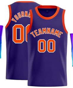 Custom Purple Orange-White Classic Tops Casual Basketball Jersey