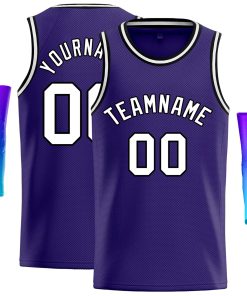 Custom Purple White-Black Classic Tops Casual Basketball Jersey