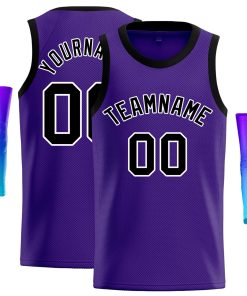 Custom Purple Black-White Classic Tops Casual Basketball Jersey