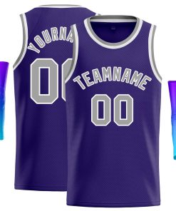 Custom Purple Gray-White Classic Tops Casual Basketball Jersey