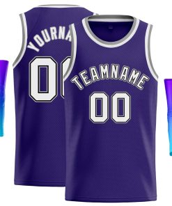 Custom Purple White-Gray Classic Tops Casual Basketball Jersey