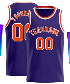 Custom Purple Orange-White Classic Tops Casual Basketball Jersey