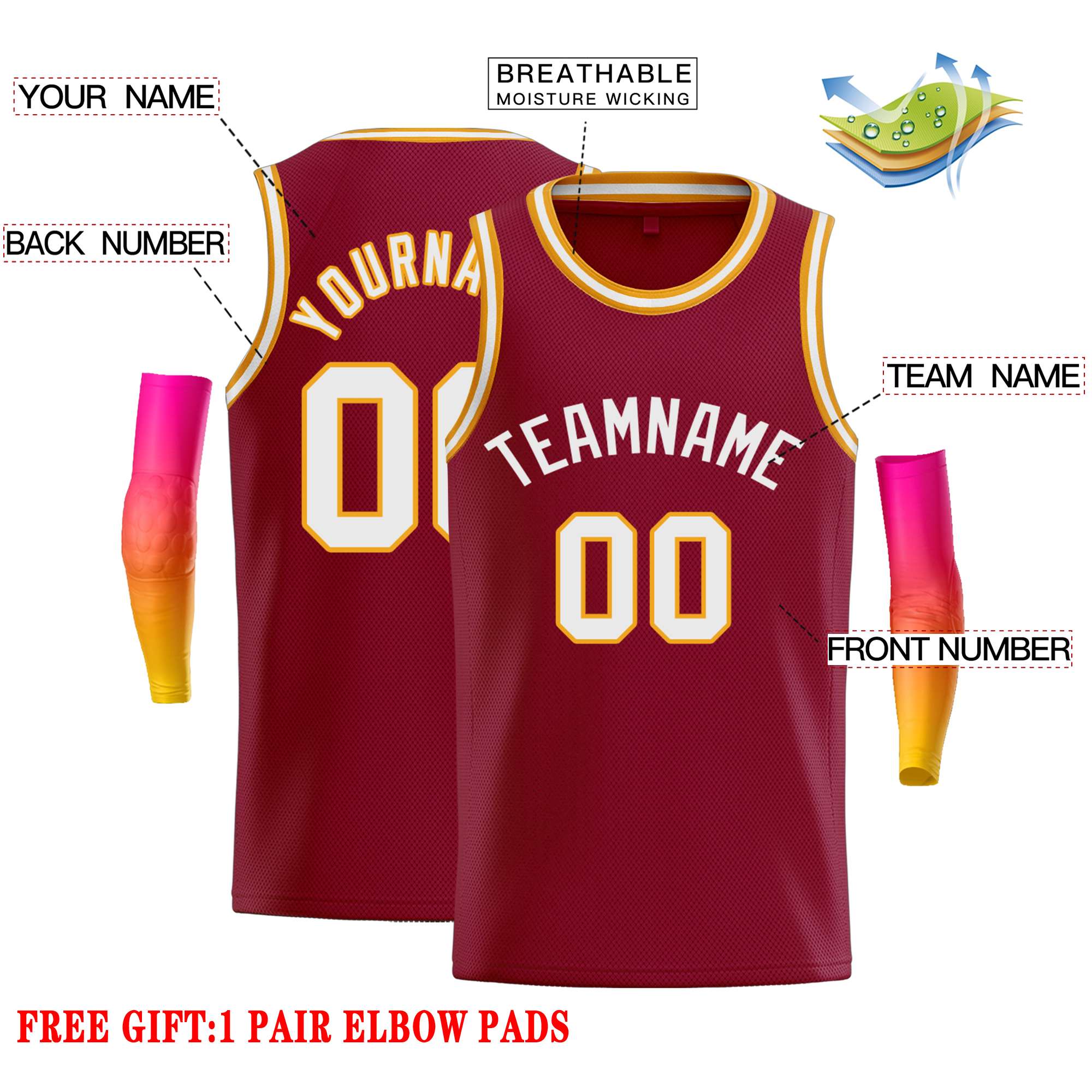 Custom Crimson White-Orange Classic Tops Casual Basketball Jersey - Image 2