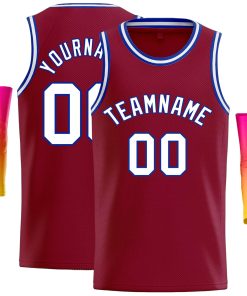 Custom Crimson White-Royal Classic Tops Casual Basketball Jersey