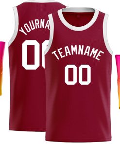 Custom Crimson WhiteClassic Tops Casual Basketball Jersey