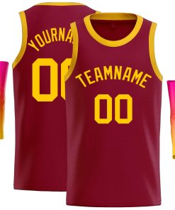 Custom Crimson Yellow Classic Tops Casual Basketball Jersey