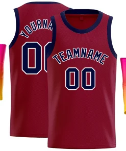 Custom Crimson Navy-White Classic Tops Casual Basketball Jersey