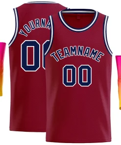 Custom Crimson Navy-White Classic Tops Casual Basketball Jersey