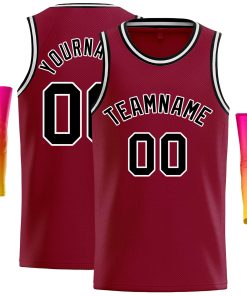 Custom Crimson Black-White Classic Tops Casual Basketball Jersey