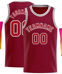 Custom Crimson Red-White Classic Tops Casual Basketball Jersey