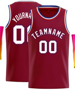 Custom Crimson White-Royal Classic Tops Casual Basketball Jersey