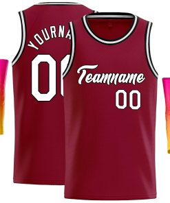 Custom Crimson White-Black Classic Tops Casual Basketball Jersey