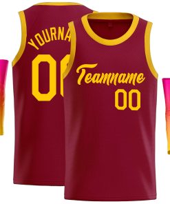 Custom Crimson Yellow Classic Tops Casual Basketball Jersey