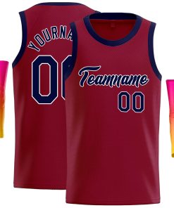 Custom Crimson Navy-White Classic Tops Casual Basketball Jersey