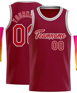 Custom Crimson White-White Classic Tops Casual Basketball Jersey