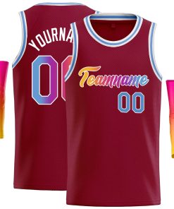 Custom Crimson Yellow-White Classic Tops Casual Basketball Jersey