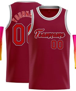 Custom Crimson Red-Black Classic Tops Casual Basketball Jersey