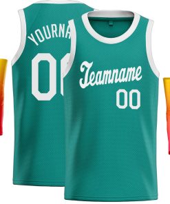 Custom Teal White Classic Tops Casual Basketball Jersey
