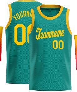 Custom Teal Yellow Classic Tops Casual Basketball Jersey
