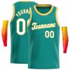 Custom Teal White-Yellow Classic Tops Casual Basketball Jersey