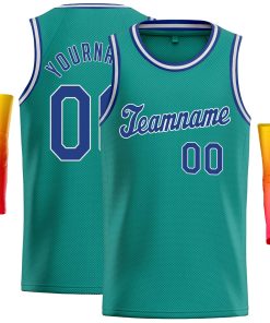 Custom Teal Royal-White Classic Tops Casual Basketball Jersey