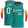Custom Teal White-Black Classic Tops Casual Basketball Jersey