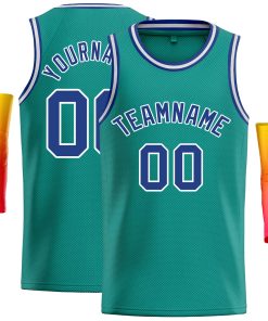Custom Teal Royal-White Classic Tops Casual Basketball Jersey