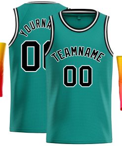 Custom Teal Black-White Classic Tops Casual Basketball Jersey