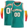 Custom Teal White-Orange Classic Tops Casual Basketball Jersey