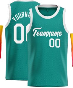 Custom Teal White Classic Tops Casual Basketball Jersey