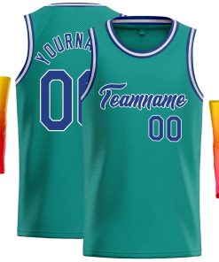 Custom Teal Royal-White Classic Tops Casual Basketball Jersey