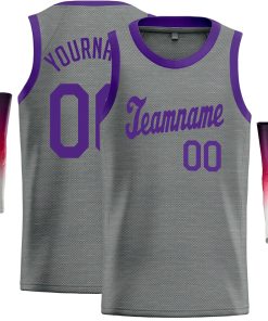 Custom Dark Gray Purple Classic Tops Casual Basketball Jersey