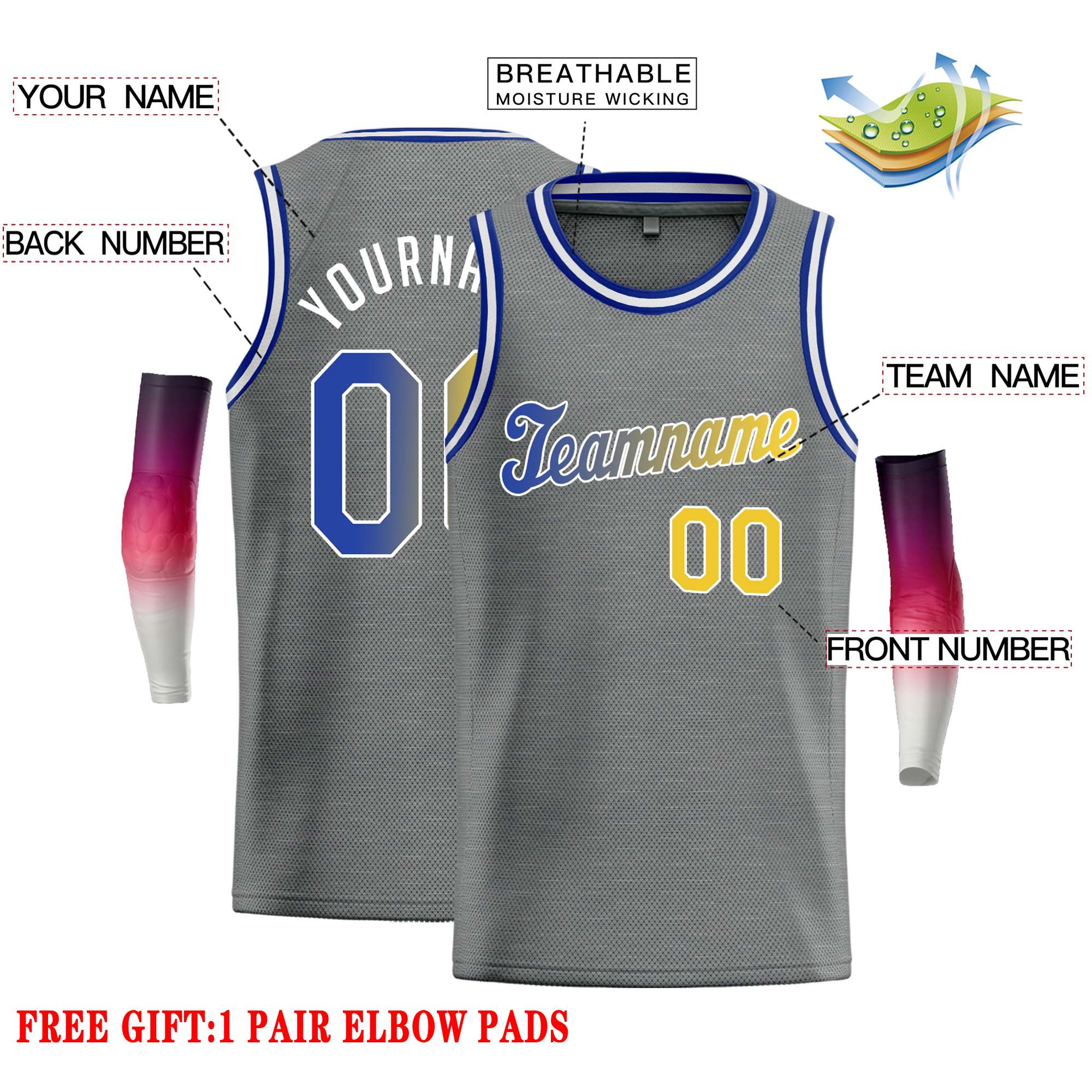Custom Dark Gray Royal-White Classic Tops Casual Basketball Jersey - Image 2