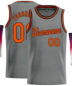 Custom Dark Gray Orange Classic Tops Casual Basketball Jersey