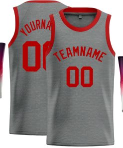 Custom Dark Gray Red Classic Tops Casual Basketball Jersey