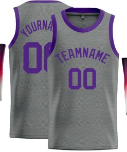 Custom Dark Gray Purple Classic Tops Casual Basketball Jersey