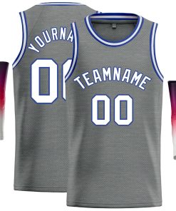 Custom Dark Gray White-Blue Classic Tops Casual Basketball Jersey