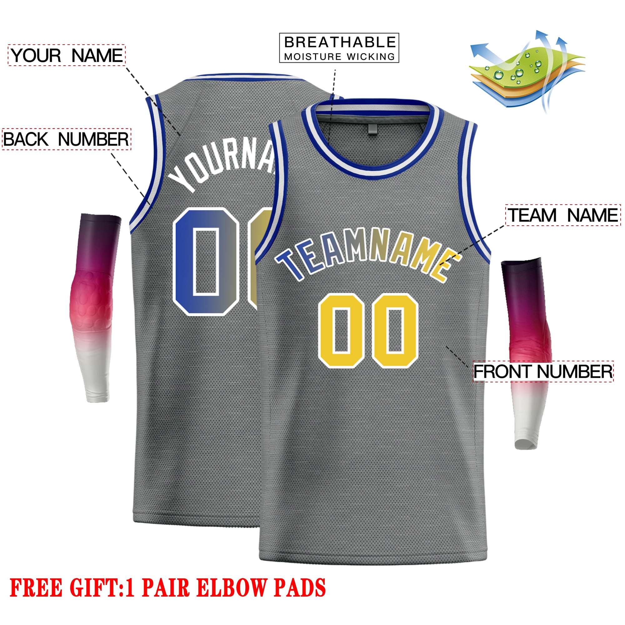 Custom Dark Gray Royal-White Classic Tops Casual Basketball Jersey - Image 2