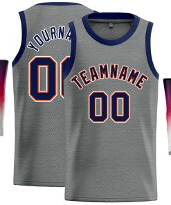 Custom Dark Gray Navy-Orange Classic Tops Casual Basketball Jersey