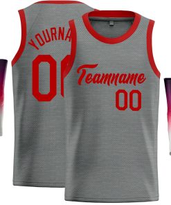 Custom Dark Gray Red Classic Tops Casual Basketball Jersey