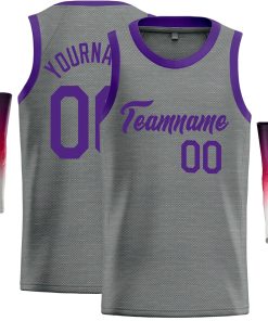 Custom Dark Gray Purple Classic Tops Casual Basketball Jersey