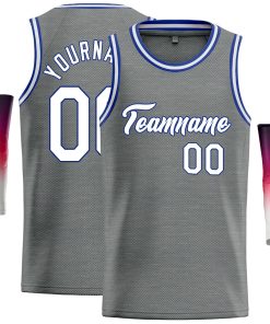Custom Dark Gray White-Blue Classic Tops Casual Basketball Jersey