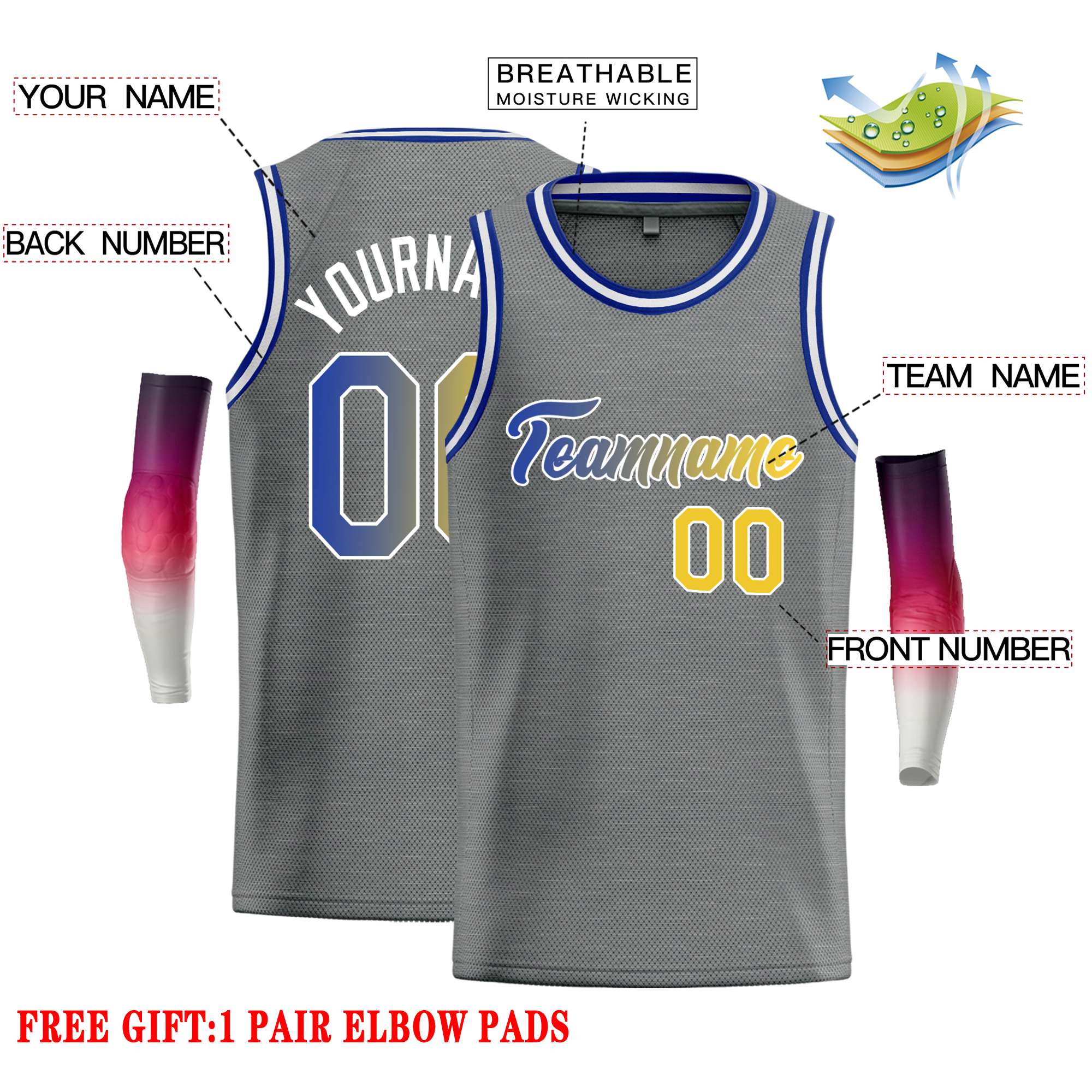 Custom Dark Gray Royal-White Classic Tops Casual Basketball Jersey - Image 2