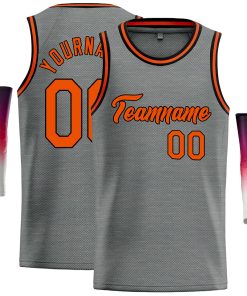Custom Dark Gray Orange Classic Tops Casual Basketball Jersey